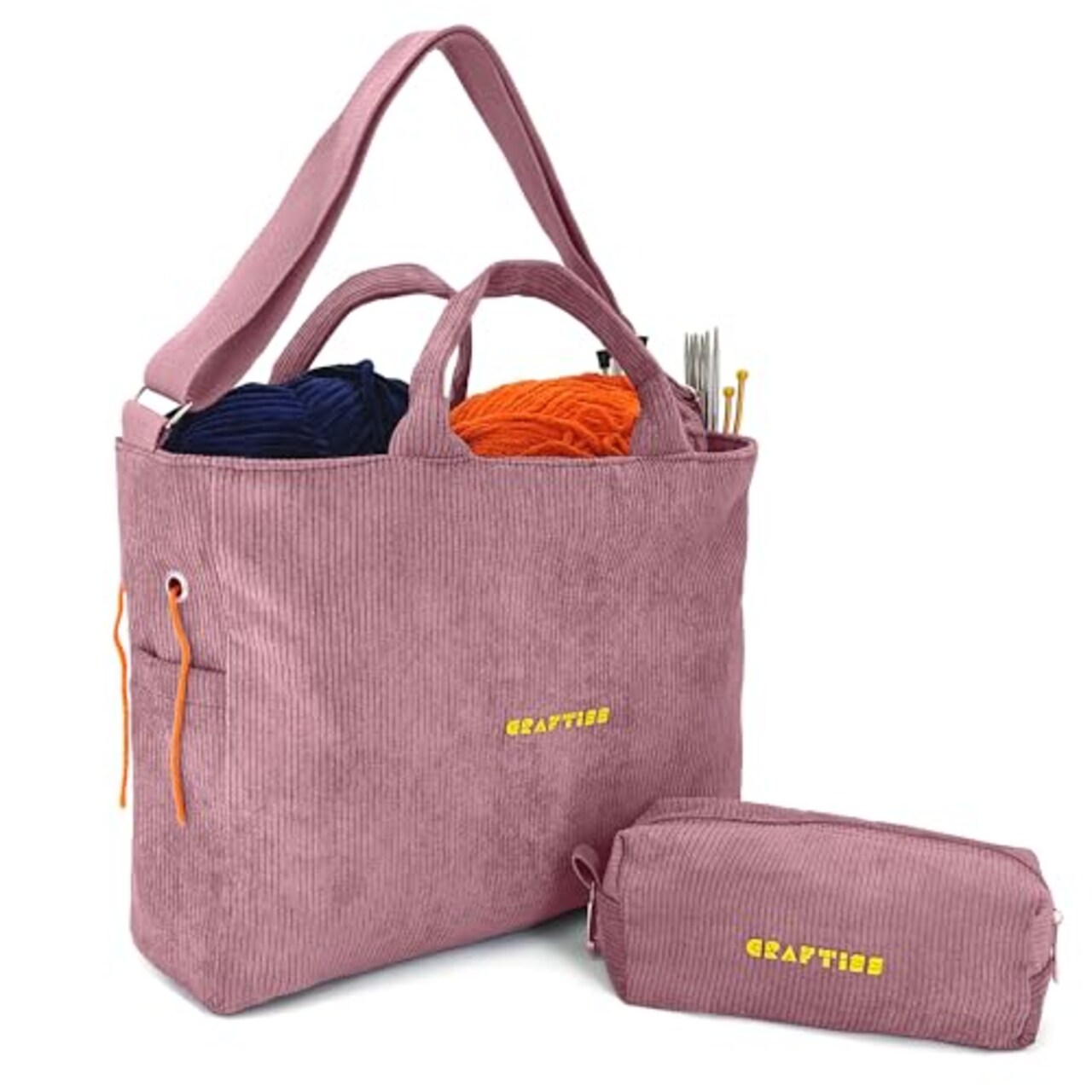 CRAFTISS Crochet Bag Yarn Storage - Christmas Gift - Durable Corduroy Yarn Bag for Crochet Accessories - Organizer with Knitting Accessories Case